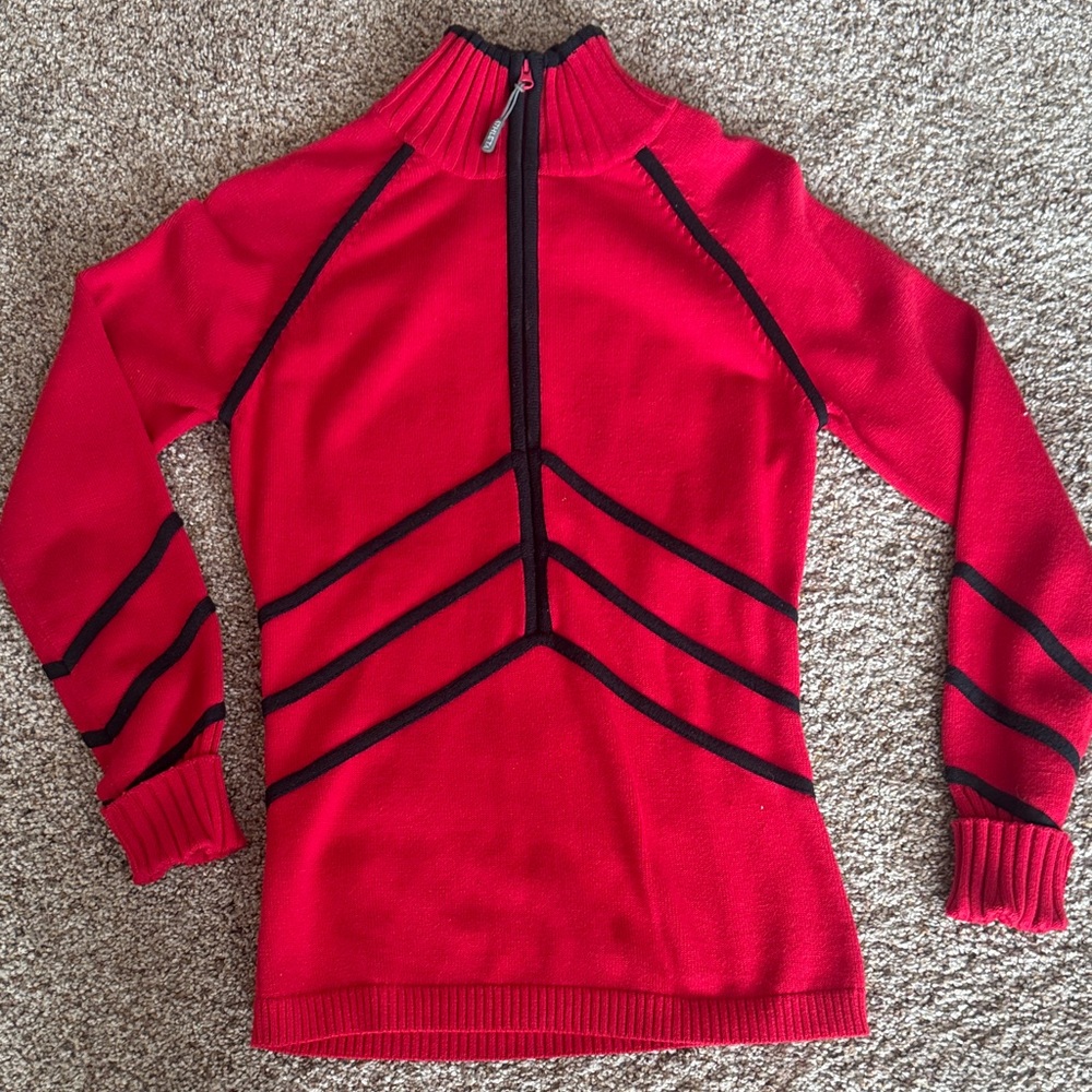 Athleta Red and Black Turtleneck Sweater